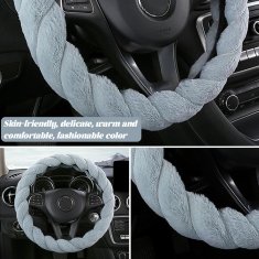 Nikcorp Plišana navlaka za volan, protuklizna i mekana, za toplu i udobnu vožnju, zaštita od habanja, univerzalna, plava, 37-39 cm