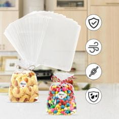 Nikcorp Ukrasne vrećice za poklone 200 kom, prozirne celofanske vrećice sa zahvalnicama i vezicama za slatkiše, kolače, nakit 14x20 cm