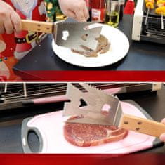 Nikcorp Višenamjenska lopatica za roštilj 6u1, nehrđajući čelik s drvenom ručkom, pribor za roštiljanje, kampiranje i piknik, 34,5 cm