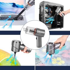 Nikcorp Ručni bežični usisavač 3u1, prijenosni za auto i dom, 18000PA, HEPA filter, 10 nastavaka, baterija 7500mAh, srebrni