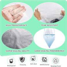 Nikcorp Plastične vreće za pohranu 10 kom, vodootporne i otporne na prašinu, za namještaj, odjeću i selidbu, prozirne 100x152 cm