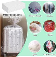 Nikcorp Plastične vreće za pohranu 10 kom, vodootporne i otporne na prašinu, za namještaj, odjeću i selidbu, prozirne 100x152 cm