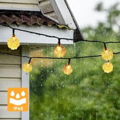 Nikcorp Solarna girlanda lampice 10m, 65 LED kristalnih kuglica, 8 načina rada, vodootporne IP65 za vrt, balkon i terasu