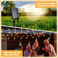 Nikcorp Solarna girlanda lampice 10m, 65 LED kristalnih kuglica, 8 načina rada, vodootporne IP65 za vrt, balkon i terasu