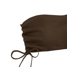 Nikcorp Dvodijelni kupaći kostim bikini push up s visokim strukom, rebrasti bandeau top bez naramenica za plažu i bazen, smeđi M