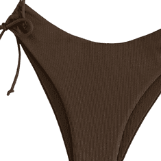 Nikcorp Dvodijelni kupaći kostim bikini push up s visokim strukom, rebrasti bandeau top bez naramenica za plažu i bazen, smeđi M