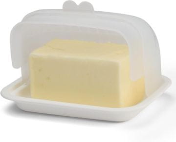 Nikcorp Posuda za maslac s poklopcem, velika, za 2 maslaca, široka plastična kutija za hladnjak i kuhinju, BPA free, bijela