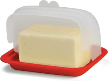 Nikcorp Posuda za maslac s poklopcem, velika, za 2 kocke maslaca, BPA free plastika, za hladnjak i kuhinju, periva u perilici, bijela