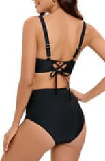 Nikcorp Dvodijelni kupaći kostim s push-up efektom i kratkim hlačicama visokog struka za oblikovanje trbuha, crni, veličina S