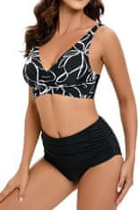 Nikcorp Dvodijelni kupaći kostim s push-up efektom i kratkim hlačicama visokog struka za oblikovanje trbuha, crni, veličina S