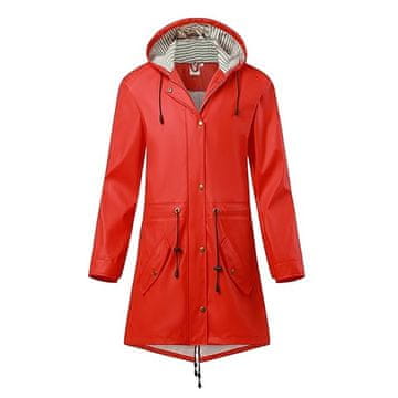 Nikcorp Ženska kišna jakna vodootporna i vjetrootporna, cjelogodišnja kabanica s kapuljačom i vezicama, crvena, veličina XS