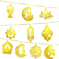 Nikcorp LED svjetleća girlanda za Ramazan, dekoracija za Bajram, 1,5m, toplo bijela, na baterije, vodootporna IP65 s timerom
