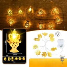 Nikcorp LED svjetleća girlanda za Ramazan, dekoracija za Bajram, 1,5m, toplo bijela, na baterije, vodootporna IP65 s timerom
