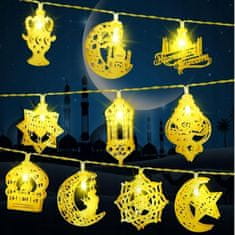 Nikcorp LED svjetleća girlanda za Ramazan, dekoracija za Bajram, 1,5m, toplo bijela, na baterije, vodootporna IP65 s timerom