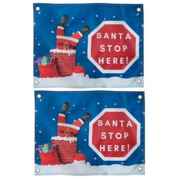 Nikcorp Božićne zastave Santa Stop Here 2 kom, vanjski ukras za kuću i vrt, poliester otporan na UV i vremenske uvjete, 46x61 cm