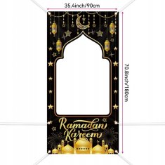 Nikcorp Ramadan Kareem baner za fotografiranje, elegantna dekoracija za zid, izdržljiva poliesterska tkanina, crno-zlatni, 180x90 cm