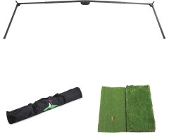 Nikcorp Mreža za golf za vježbanje udaraca s podlogom od umjetne trave i torbom, za trening u kući i na otvorenom, crna 305x215 cm