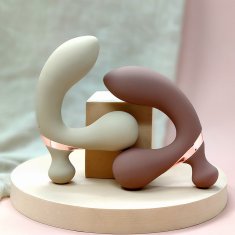 Nikcorp Diskretni vibrator za prostatu s 10 načina vibracije, vodootporan IPX6, punjiv putem USB-a, ergonomski silikonski, smeđi