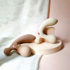 Nikcorp Diskretni vibrator za prostatu s 10 načina vibracije, vodootporan IPX6, ergonomski silikonski masažer za muškarce, bež