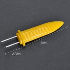 Nikcorp Držači za kukuruz 10 kom, set ražnjića za sigurno držanje vrućeg klipa, nehrđajući čelik, za roštilj i zabave, žuti 8,3 cm