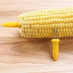 Nikcorp Držači za kukuruz 10 kom, set ražnjića za sigurno držanje vrućeg klipa, nehrđajući čelik, za roštilj i zabave, žuti 8,3 cm