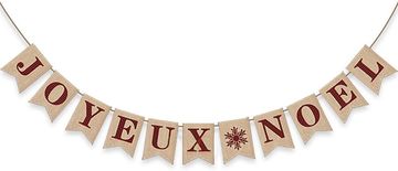 Nikcorp Božićni banner Sretan Božić, vintage dekoracija od jute, 11 zastavica, za unutarnju i vanjsku upotrebu, 2 m, crvena/crna