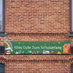 Nikcorp Banner za početak škole, velika dekoracija za proslave, za unutarnju i vanjsku upotrebu, zeleni 210x40 cm