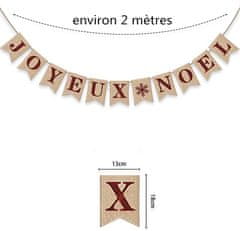 Nikcorp Božićni banner Sretan Božić, vintage dekoracija od jute, 11 zastavica, za unutarnju i vanjsku upotrebu, 2 m, crvena/crna