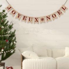 Nikcorp Božićni banner Sretan Božić, vintage dekoracija od jute, 11 zastavica, za unutarnju i vanjsku upotrebu, 2 m, crvena/crna