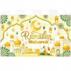 Nikcorp Ramadan Mubarak banner za blagdansko uređenje, unutarnja i vanjska dekoracija s islamskim motivima, poliester, plavi, 185x110 cm