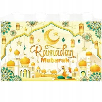 Nikcorp Ramadan Mubarak banner za blagdansko uređenje, unutarnja i vanjska dekoracija s islamskim motivima, poliester, plavi, 185x110 cm