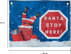 Nikcorp Božićni banner Santa Stop Here, set 2 kom, otporan na vremenske uvjete, za vanjsku i unutarnju dekoraciju, 45x60 cm