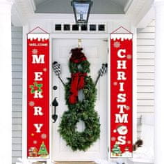 Nikcorp Božićni banner Merry Christmas, set 2 kom, viseća dekoracija za vrata, zid, ulaz, otporan na vremenske uvjete, crveni, 35x188cm