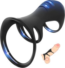 Nikcorp Trostruki prsten za penis za jaču erekciju i odgodu ejakulacije, silikonski, valoviti, za stimulaciju G-točke, rastezljiv