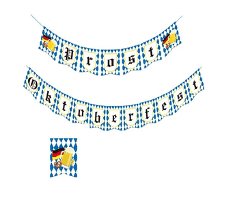 Nikcorp Oktoberfest girlanda banner, bavarska zastava za dekoraciju, ukras za zid, ogradu ili stol, plavo-bijela, 150 cm