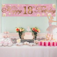 Nikcorp Baner za 18. rođendan, vodootporni, višekratna upotreba, dekoracija za zid, vrata, ogradu, rozo-zlatni, 40x180 cm