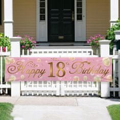 Nikcorp Baner za 18. rođendan, vodootporni, višekratna upotreba, dekoracija za zid, vrata, ogradu, rozo-zlatni, 40x180 cm