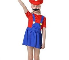 Nikcorp Dječji kostim Mario za maškare, kompletan set za cosplay, Halloween i tematske zabave, crveno-plavi, Veličina S (100-115 cm)