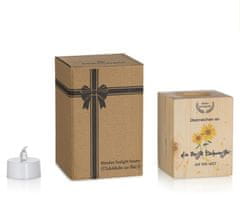 Nikcorp Drveni svijećnjak za lučice, idealan poklon za najbolju sestru, dekoracija s motivom suncokreta i natpisom, 7x7x9 cm