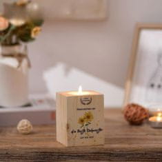 Nikcorp Drveni svijećnjak za lučice, idealan poklon za najbolju sestru, dekoracija s motivom suncokreta i natpisom, 7x7x9 cm