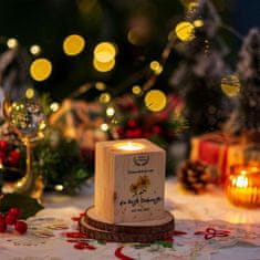 Nikcorp Drveni svijećnjak za lučice, idealan poklon za najbolju sestru, dekoracija s motivom suncokreta i natpisom, 7x7x9 cm