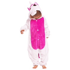 Nikcorp Dječja pidžama Kigurumi jednorog, mekani jednodijelni kostim za igru i spavanje, s kapuljačom, roza, 115-125 cm
