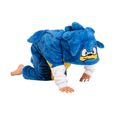 Nikcorp Dječja pidžama Kigurumi Onesie kostim Sonic plavi, visina 135-145 cm, mekani kombinezon s kapuljačom