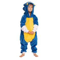 Nikcorp Dječja pidžama Kigurumi Onesie kostim Sonic plavi, visina 135-145 cm, mekani kombinezon s kapuljačom