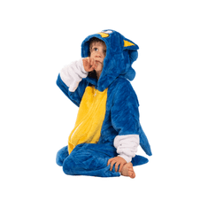 Nikcorp Dječja pidžama Kigurumi Onesie kostim Sonic plavi, visina 135-145 cm, mekani kombinezon s kapuljačom