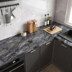 Nikcorp Samoljepljiva folija za namještaj, vodootporna PVC tapeta za brzu obnovu kuhinje i kupaonice, crno-zlatni mramor 30x200 cm