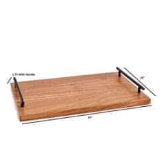 Nikcorp Drveni pladanj od bagrema za posluživanje s ručkama, rustikalni ukrasni poslužavnik za doručak i pića, 38x25,4 cm