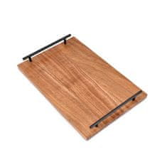 Nikcorp Drveni pladanj od bagrema za posluživanje s ručkama, rustikalni ukrasni poslužavnik za doručak i pića, 38x25,4 cm