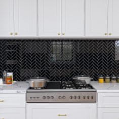 Nikcorp Samoljepljive 3D zidne pločice, vodootporne zidne naljepnice za kuhinju i kupaonicu, set 20 kom, 1,86m², crne 30x30cm