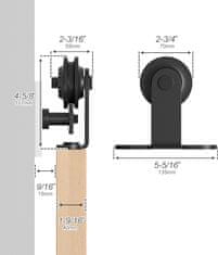 Nikcorp Sustav Kliznih Vrata SANKEYTEW Barn Door Loft Crni, Šina 396 cm, Nosivost 120 kg, Za Vrata do 198 cm Širine, Industrijski Dizajn, Set Okova za Drvena Vrata